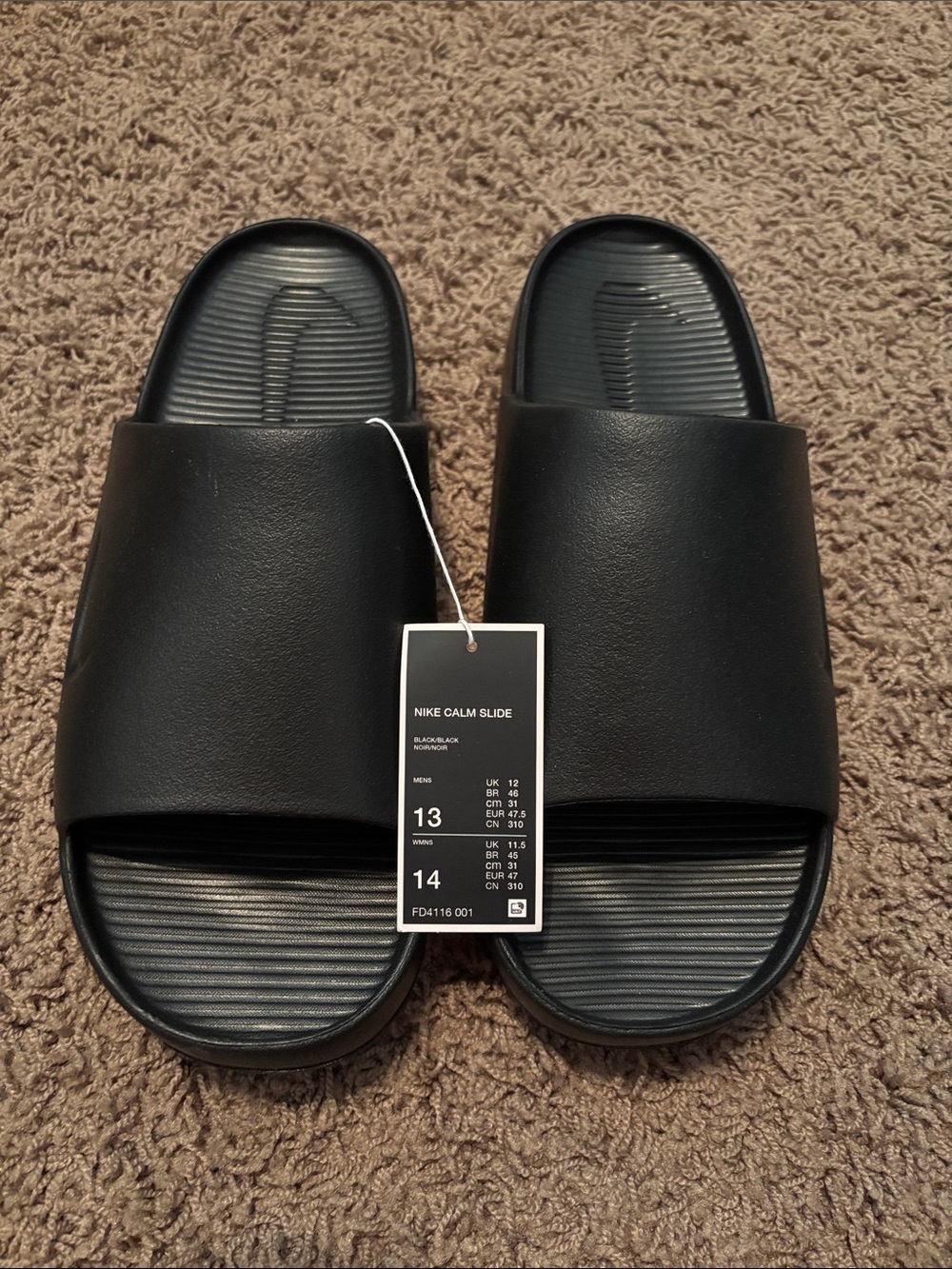 Nike NWT Calm Slide Men's Black Slip-On Sandals